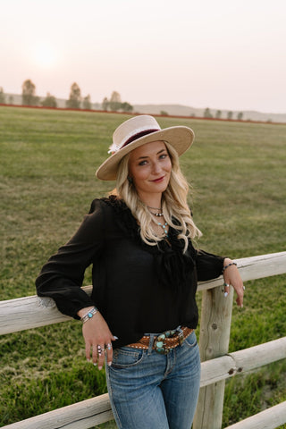 Ruffle Lace Up Blouse - Allure Boutique WY