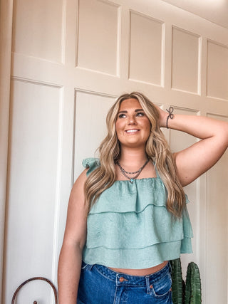 Ruffle Square Neck Blouse - Allure Boutique WY