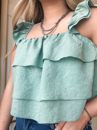 Ruffle Square Neck Blouse - Allure Boutique WY