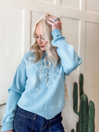 Running Horses Crewneck Sweater - Allure Boutique WY