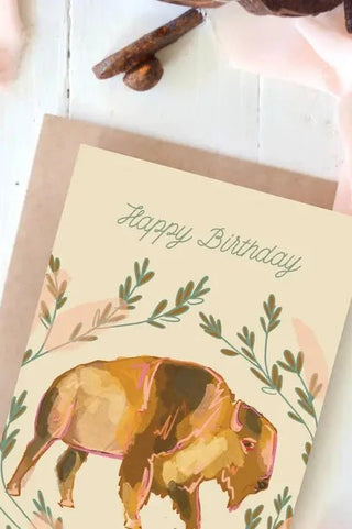 Sage Brush Botanical Bison Birthday Card - Allure Boutique WY