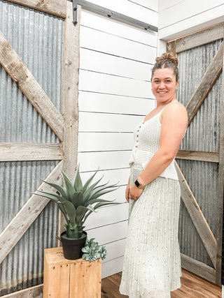 Sage & White Floral Skirt - Allure Boutique WY