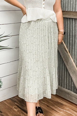 Sage & White Floral Skirt - Allure Boutique WY