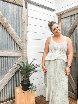 Sage & White Floral Skirt - Allure Boutique WY