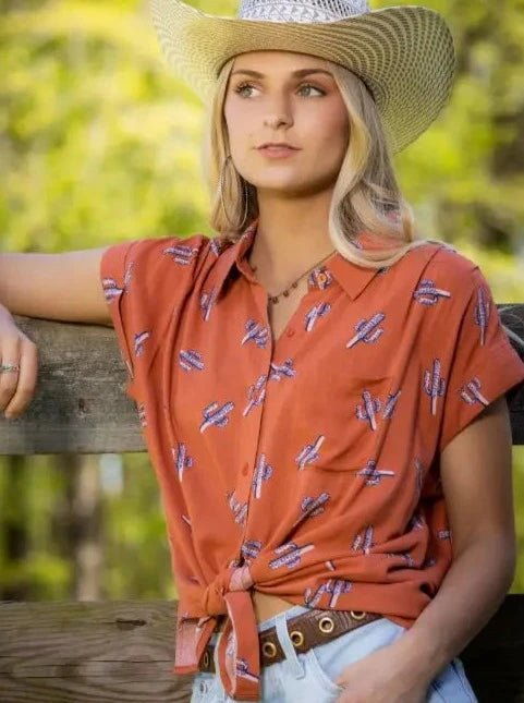 Saguaro Sunset Button Down Shirt - Allure Boutique WY