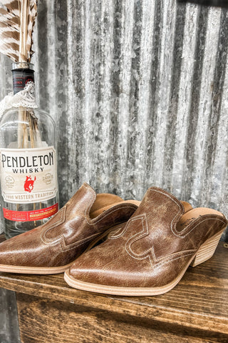 Saloon Western Mules Tan Crackle - Allure Boutique WY