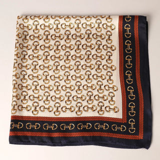 Satin Horsebit Print Scarf - Navy - Allure Boutique WY