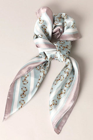 Satin Horsebit Print Scarf - Turquoise - Allure Boutique WY