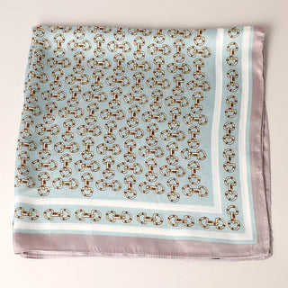 Satin Horsebit Print Scarf - Turquoise - Allure Boutique WY