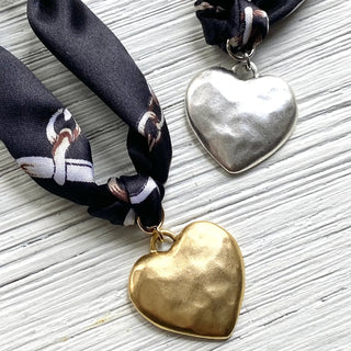Scarf Necklace - Handcasted Gold Heart - Allure Boutique WY