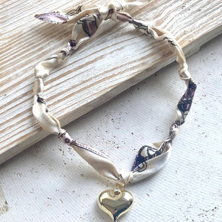 Scarf Necklace - Puffy Gold Heart - Allure Boutique WY