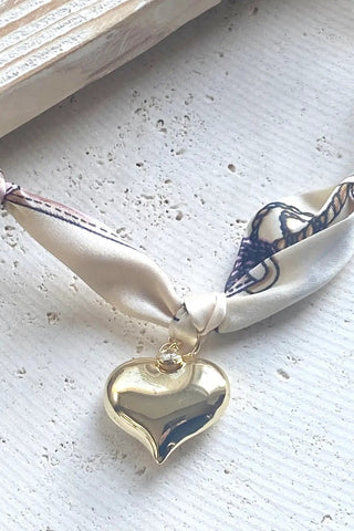 Scarf Necklace - Puffy Gold Heart - Allure Boutique WY