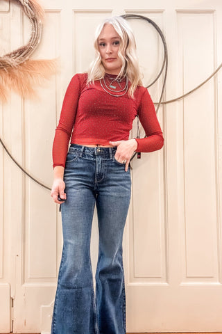 Scarlet Mesh Rhinestone Top - Allure Boutique WY