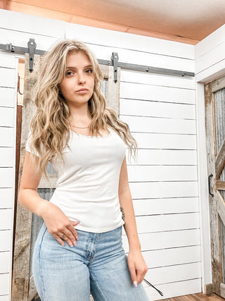Scoop Neck Basic Tee with Lace Trim - Allure Boutique WY