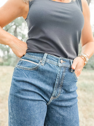 Selvedge Morgan High Rise Cuffed Wide Leg Jean - Allure Boutique WY