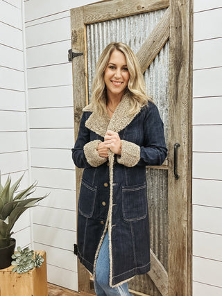 Sherpa Trimmed Notch Collar Jacket - Allure Boutique WY