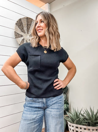 Short Sleeve Dolman Pocket Sweater - Allure Boutique WY