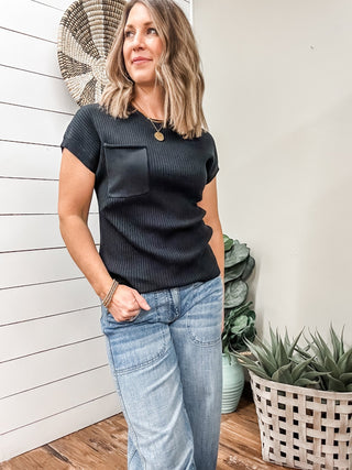 Short Sleeve Dolman Pocket Sweater - Allure Boutique WY