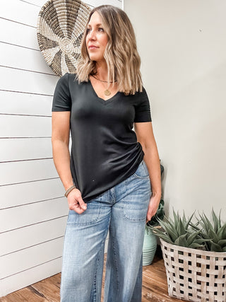 Short Sleeve Knit V - Neck - Allure Boutique WY
