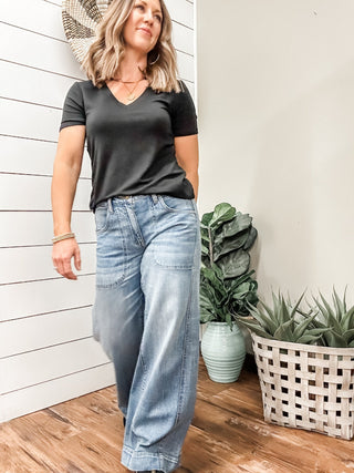 Short Sleeve Knit V - Neck - Allure Boutique WY