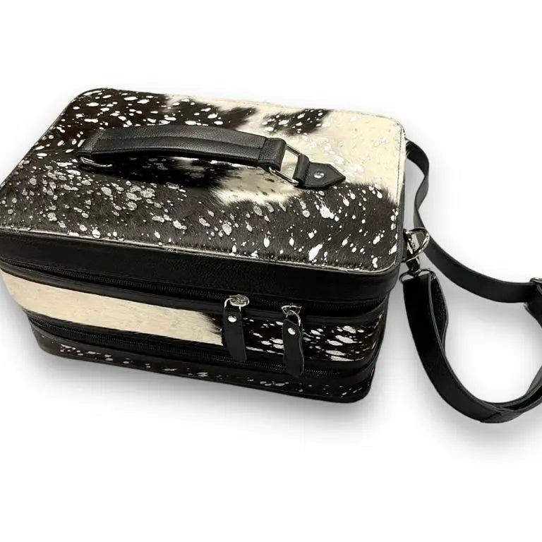 Silver Speckled Cowhide 2 Tier Jewelry Box - Allure Boutique WY