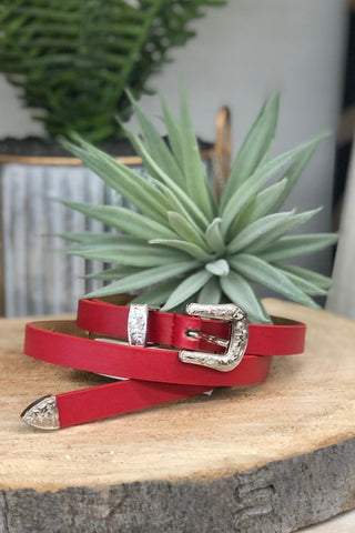 Skinny Western Buckle Belt - Allure Boutique WY