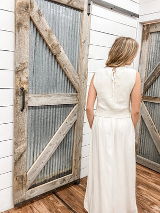 Sleeveless Crew Neck Tie Back Sweater Dress - Allure Boutique WY