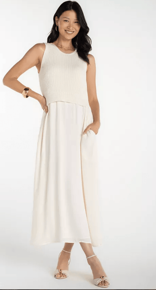 Sleeveless Crew Neck Tie Back Sweater Dress - Allure Boutique WY