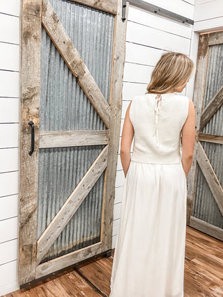 Sleeveless Crew Neck Tie Back Sweater Dress - Allure Boutique WY