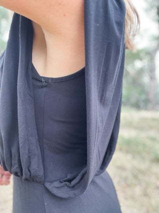 Sleeveless Draped Knit Asymmetrical Dress - Allure Boutique WY