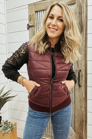 Sleeveless Quilted Full Front Sweater Vest - Allure Boutique WY