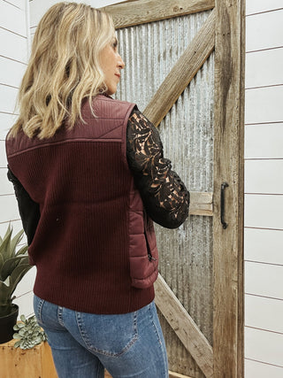 Sleeveless Quilted Full Front Sweater Vest - Allure Boutique WY