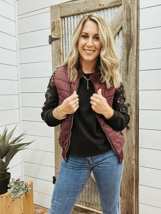 Sleeveless Quilted Full Front Sweater Vest - Allure Boutique WY