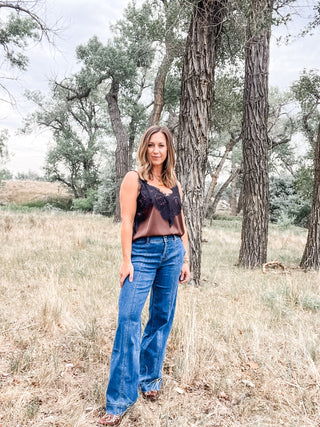 Sleeveless Woven Top + Lace Trim - Allure Boutique WY