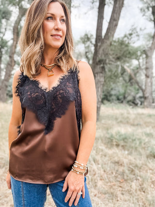 Sleeveless Woven Top + Lace Trim - Allure Boutique WY