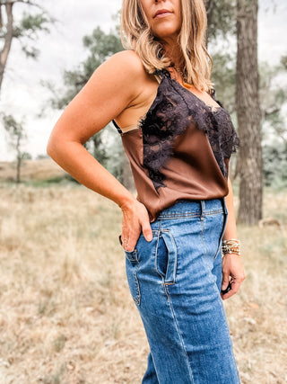 Sleeveless Woven Top + Lace Trim - Allure Boutique WY