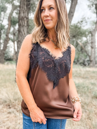 Sleeveless Woven Top + Lace Trim - Allure Boutique WY
