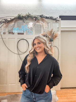 Slouchy Button Down Blouse - Allure Boutique WY