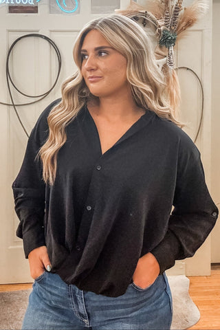 Slouchy Button Down Blouse - Allure Boutique WY