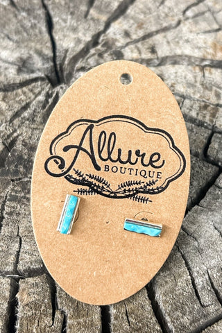 Small Rectangle Turquoise Stud Earrings - Allure Boutique WY