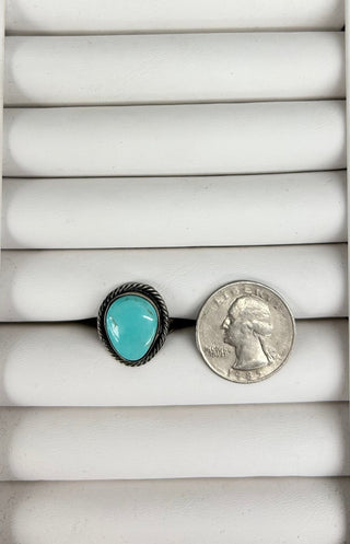 Small Teardrop Turquoise Rope Border Ring 8 - Allure Boutique WY