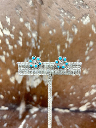 Small Turquoise Flower Cluster Post Earring - Allure Boutique WY