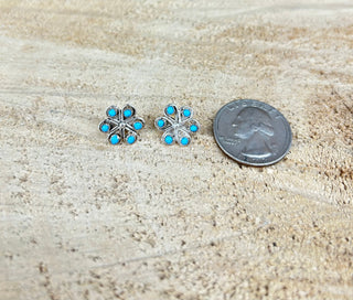 Small Turquoise Flower Cluster Post Earring - Allure Boutique WY