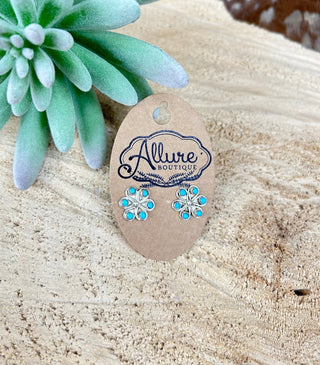 Small Turquoise Flower Cluster Post Earring - Allure Boutique WY