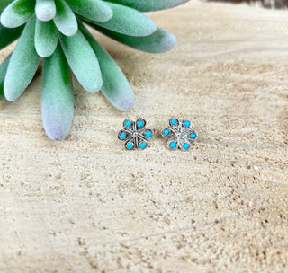 Small Turquoise Flower Cluster Post Earring - Allure Boutique WY