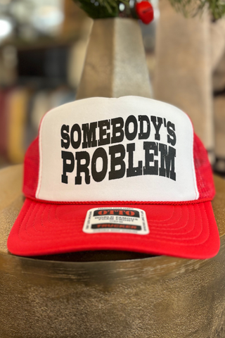 Somebody's Problem Trucker Hat - Red + White
