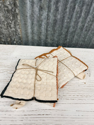 Square Cotton Waffle Dish Cloths with Colored Edge - Allure Boutique WY