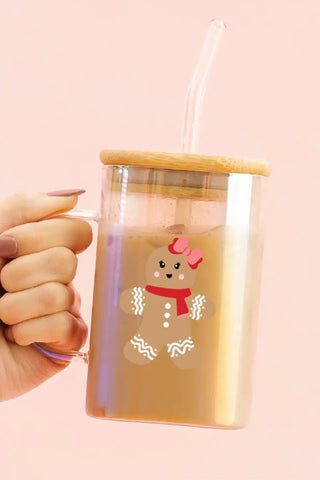 Square Glass Cup - Gingerbread Girl - Allure Boutique WY