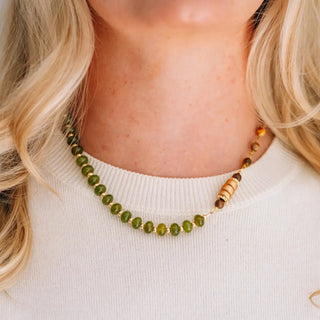 Squirrel Olive + Gold Bead Necklace - Allure Boutique WY