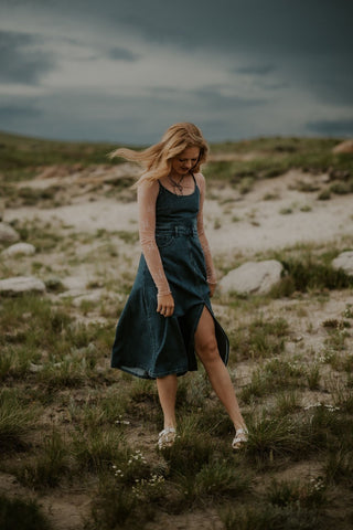Strappy Back Denim Dress - Allure Boutique WY